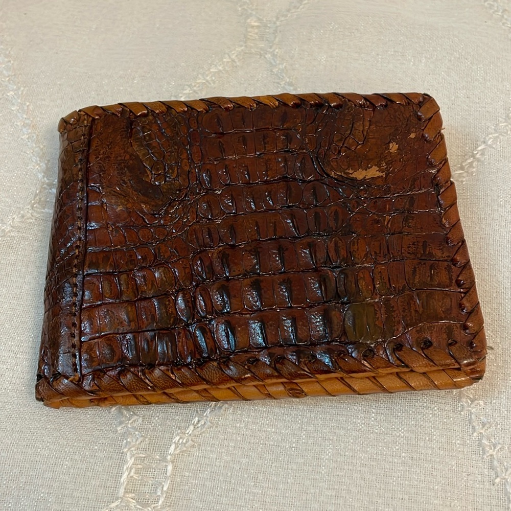 Bifold Croco Allgater Leather Wallet